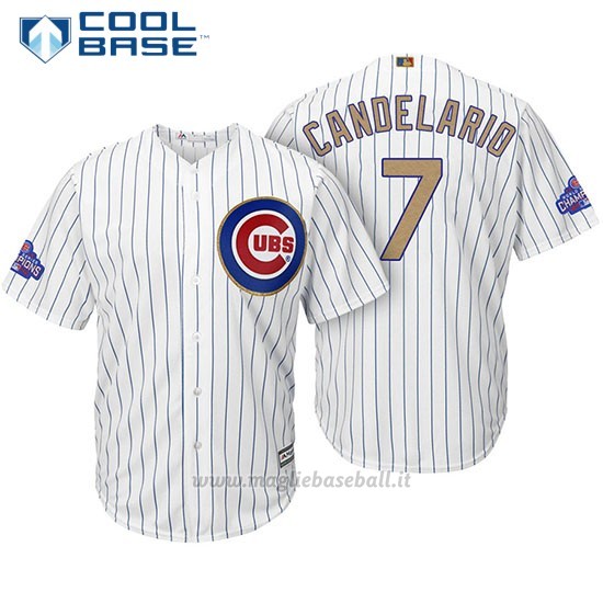 Maglia Baseball Uomo Chicago Cubs 7 Jeimer Candelario Bianco Or Program Cool Base